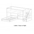 Low Loft bed with transverse lower bed - with easy climb steps!